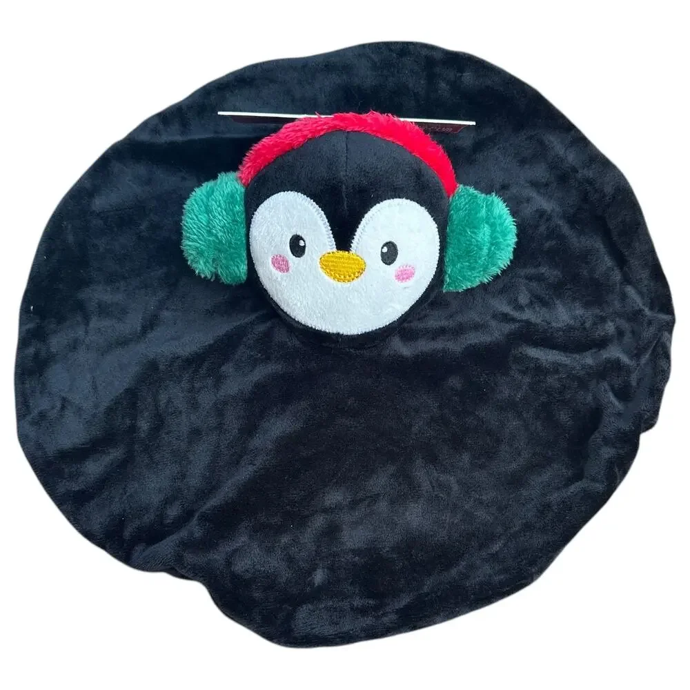 Merry & Bright Penguin Squeaker Crinkle Blanket Plush Dog‎ Toy Black Shake Play